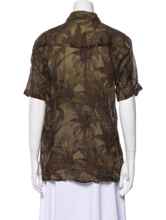 Officine Generale Printed Short Sleeve Button-Up Top
