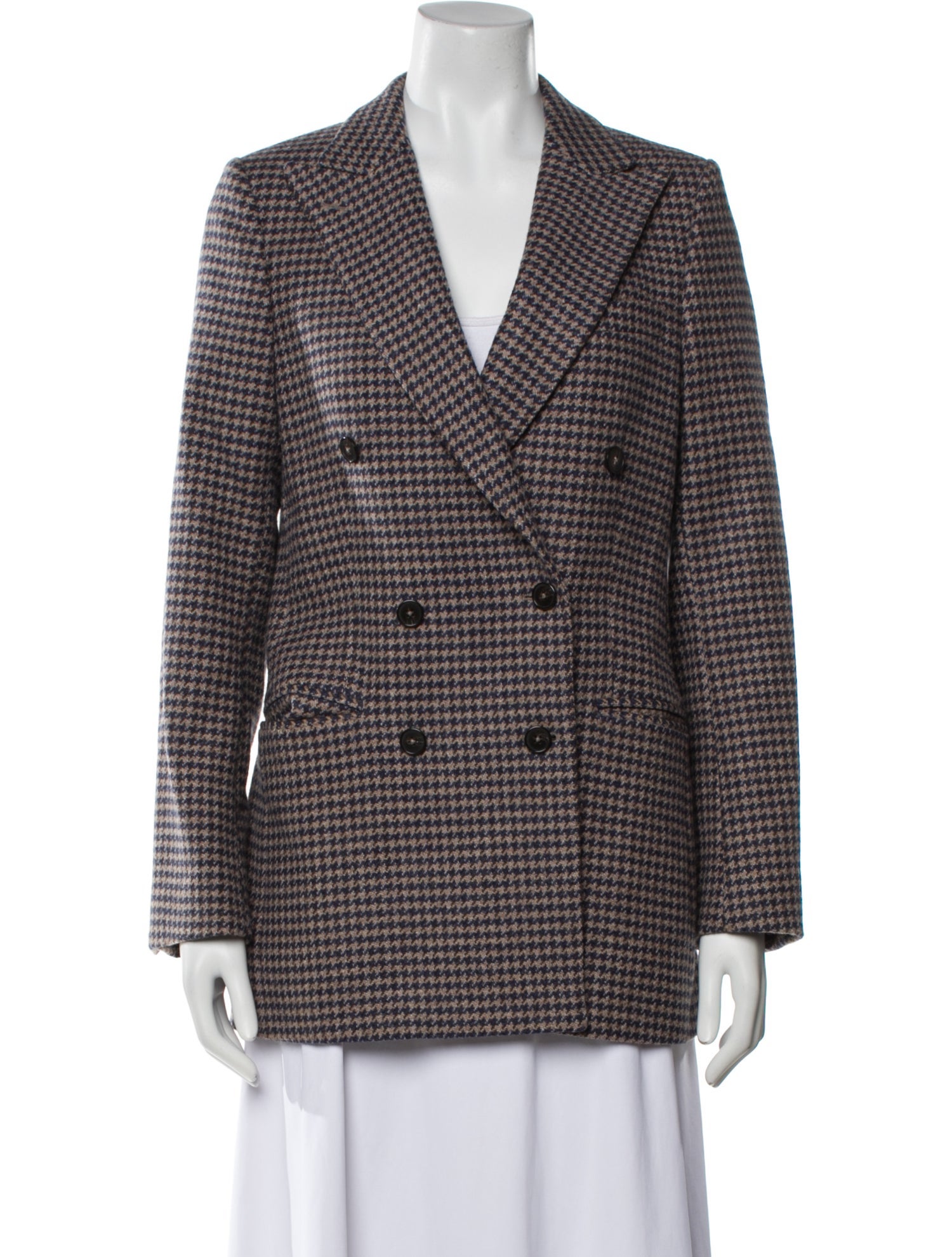 Officine Generale Wool Houndstooth Print Blazer
