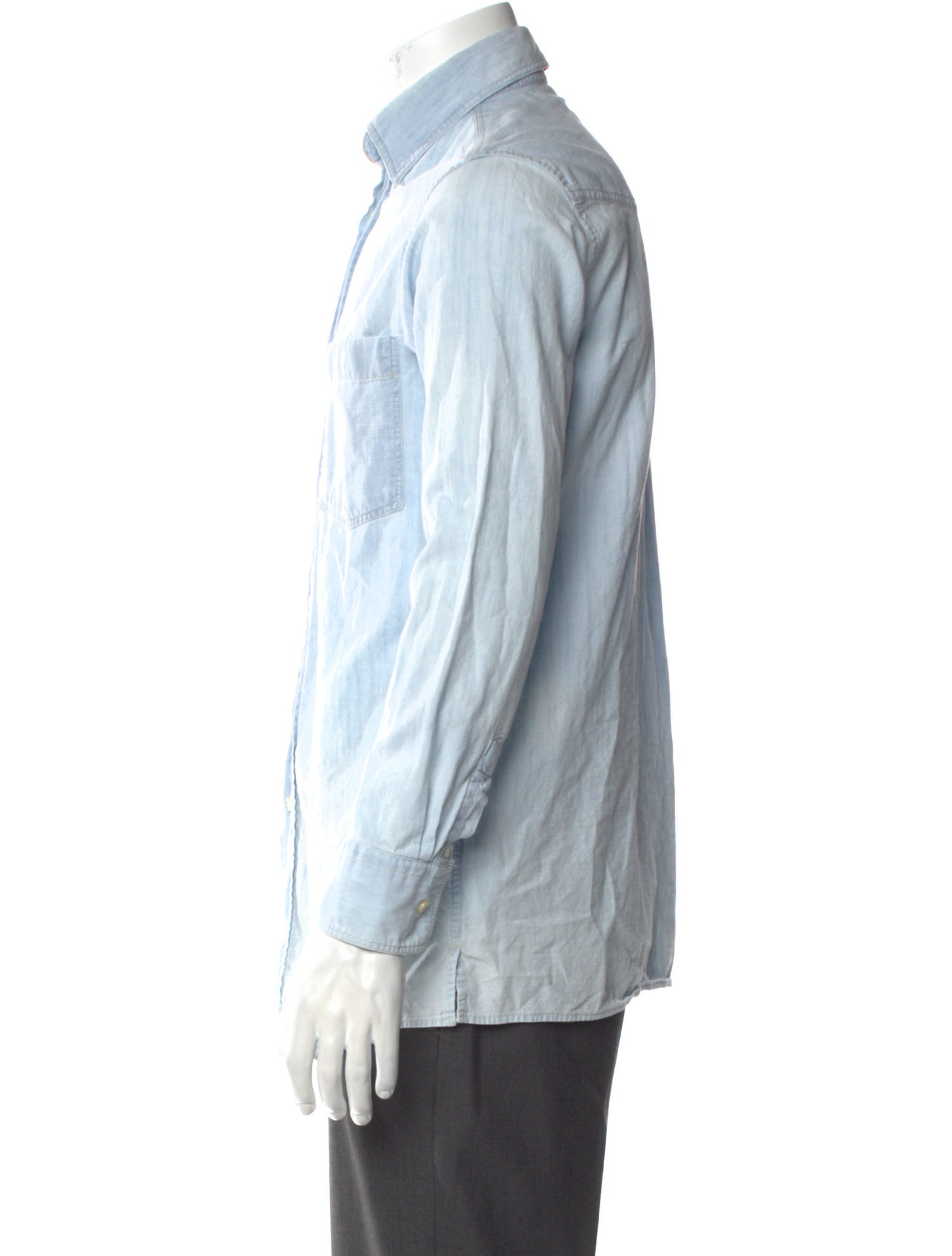 Officine Generale Striped Long Sleeve Denim Shirt