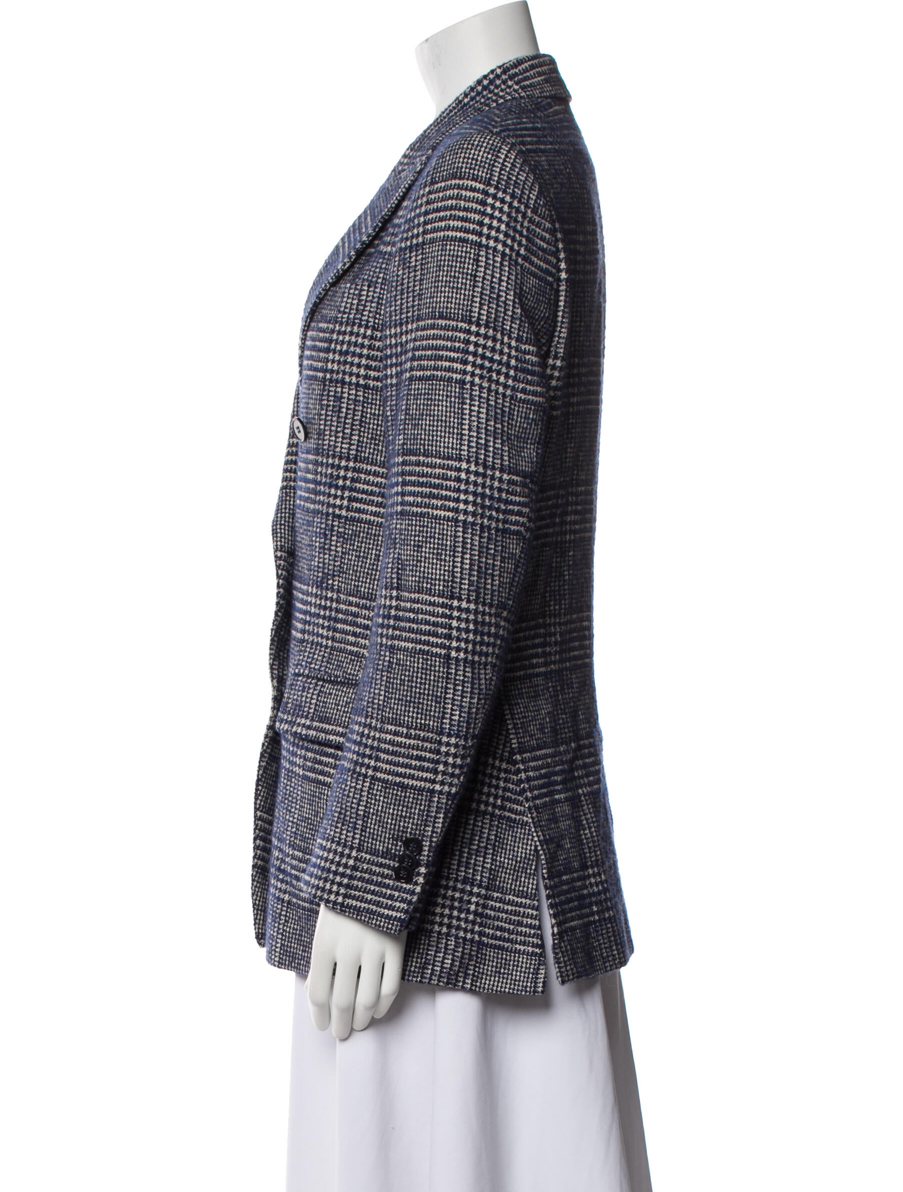Officine Generale Wool Plaid Print Blazer