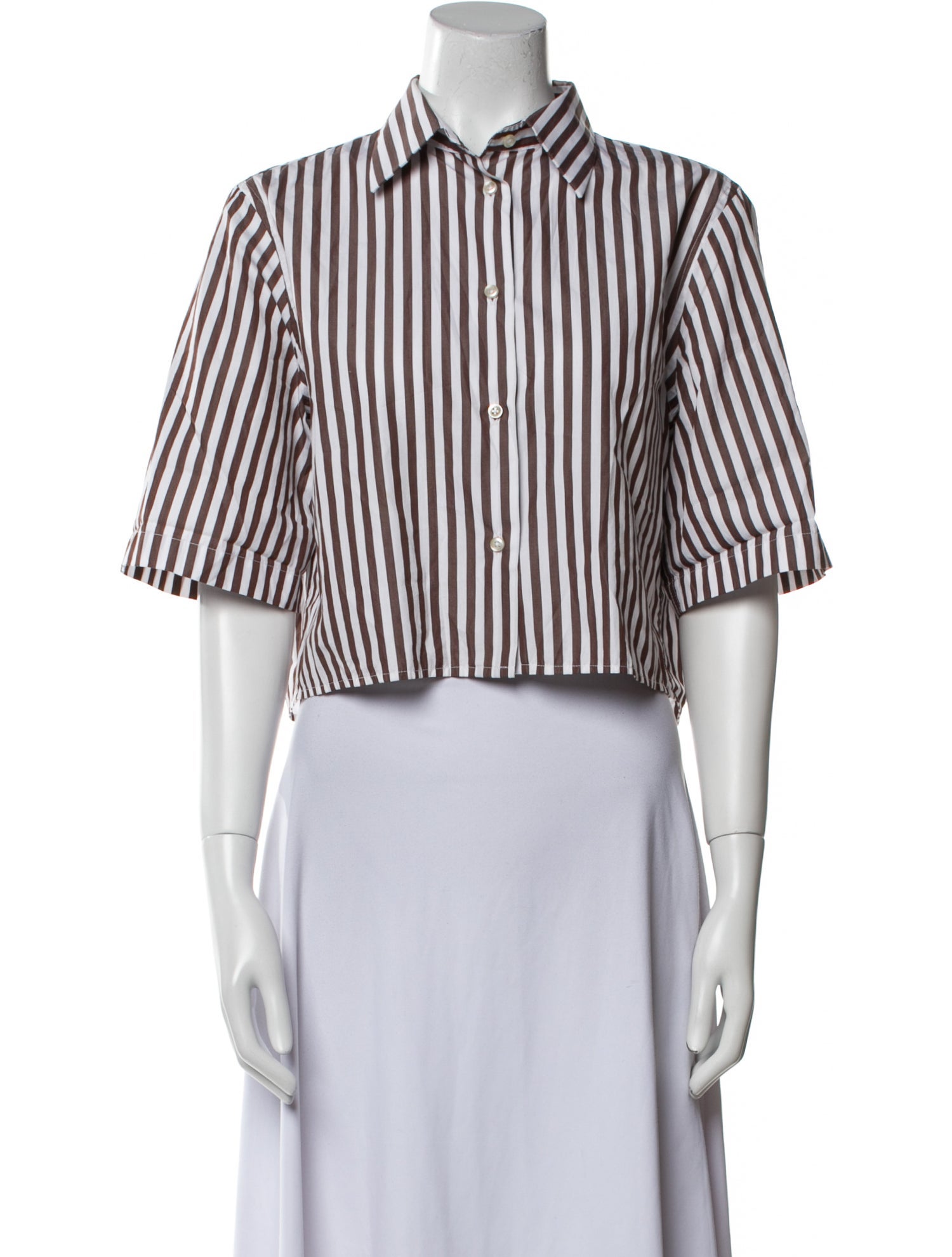 Officine Generale Striped Short Sleeve Crop Top