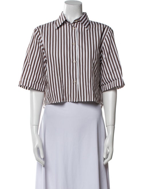 Officine Generale Striped Short Sleeve Crop Top