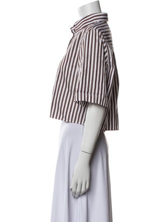 Officine Generale Striped Short Sleeve Crop Top