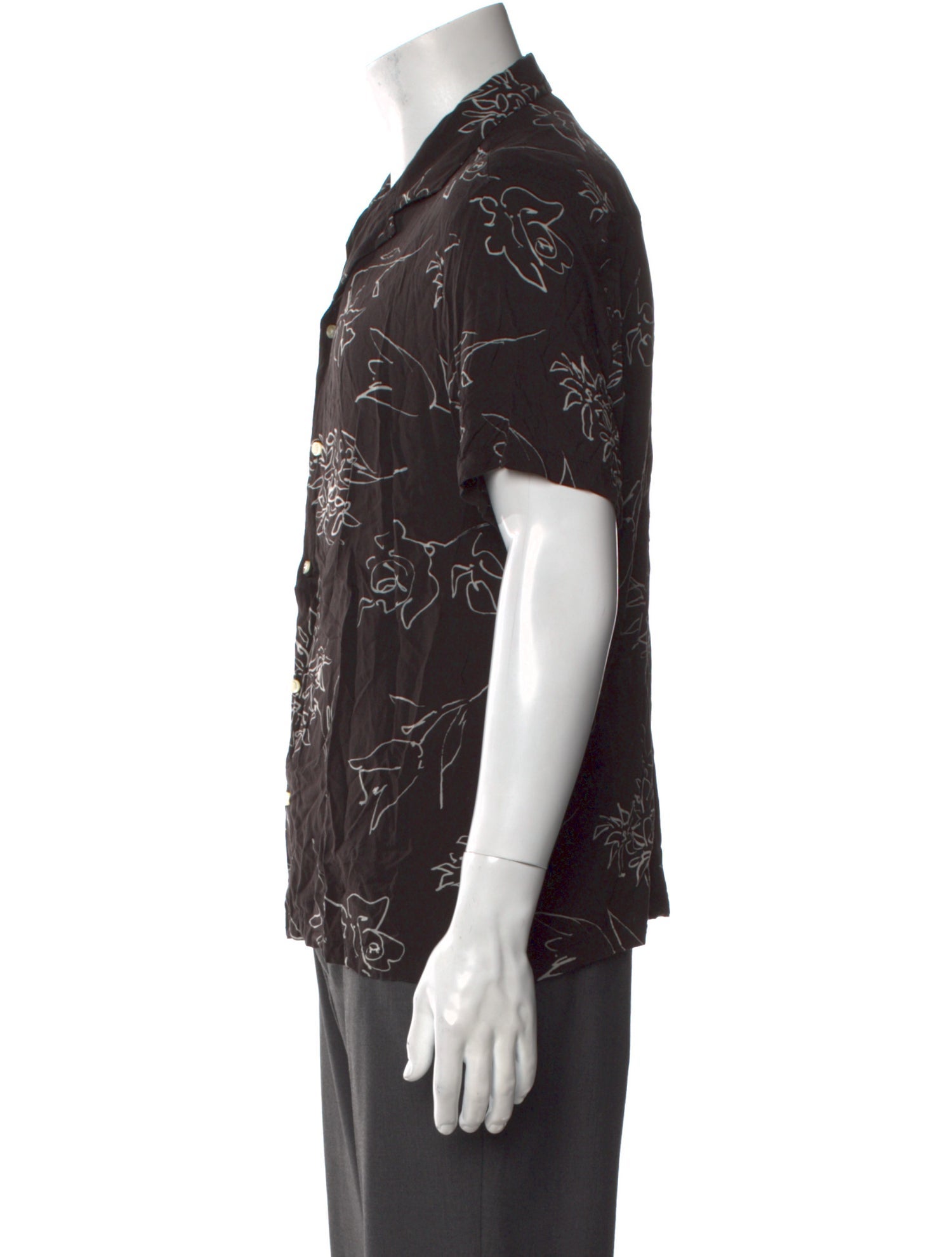 Officine Generale Floral Print Short Sleeve Shirt