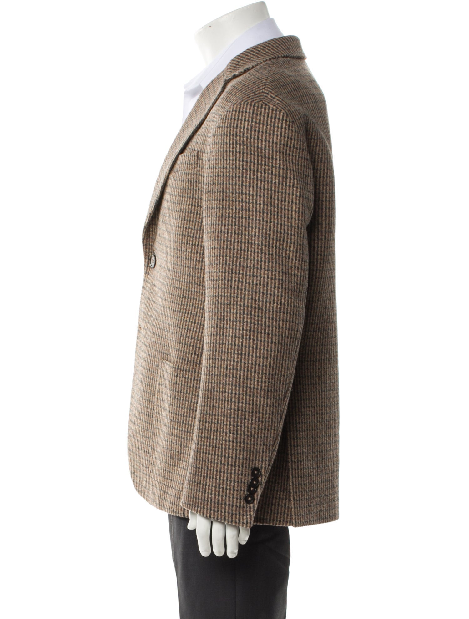 Officine Generale Virgin Wool Houndstooth Print Peacoat