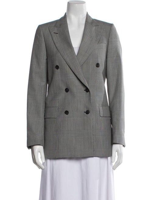 Officine Generale Virgin Wool Plaid Print Blazer