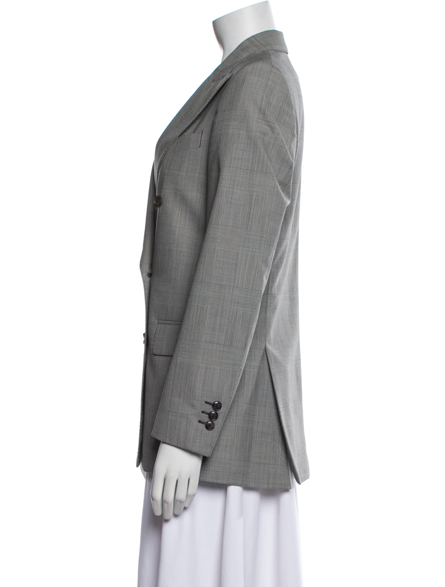 Officine Generale Virgin Wool Plaid Print Blazer