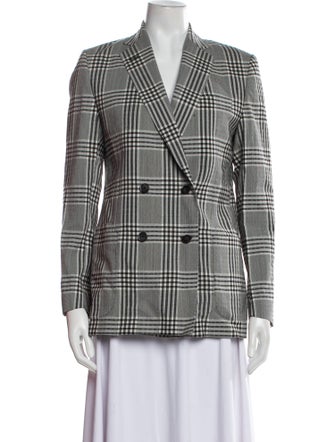 Officine Generale Virgin Wool Plaid Print Blazer