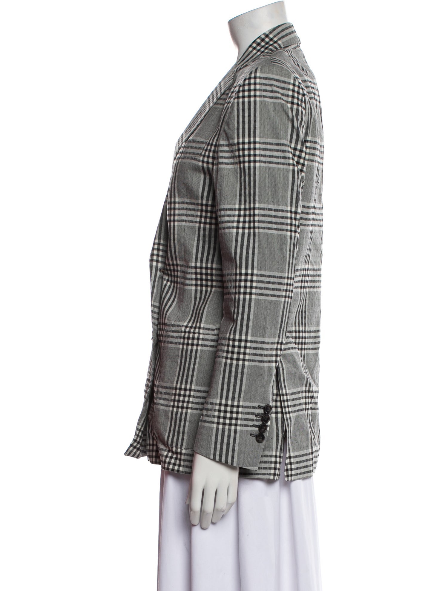 Officine Generale Virgin Wool Plaid Print Blazer