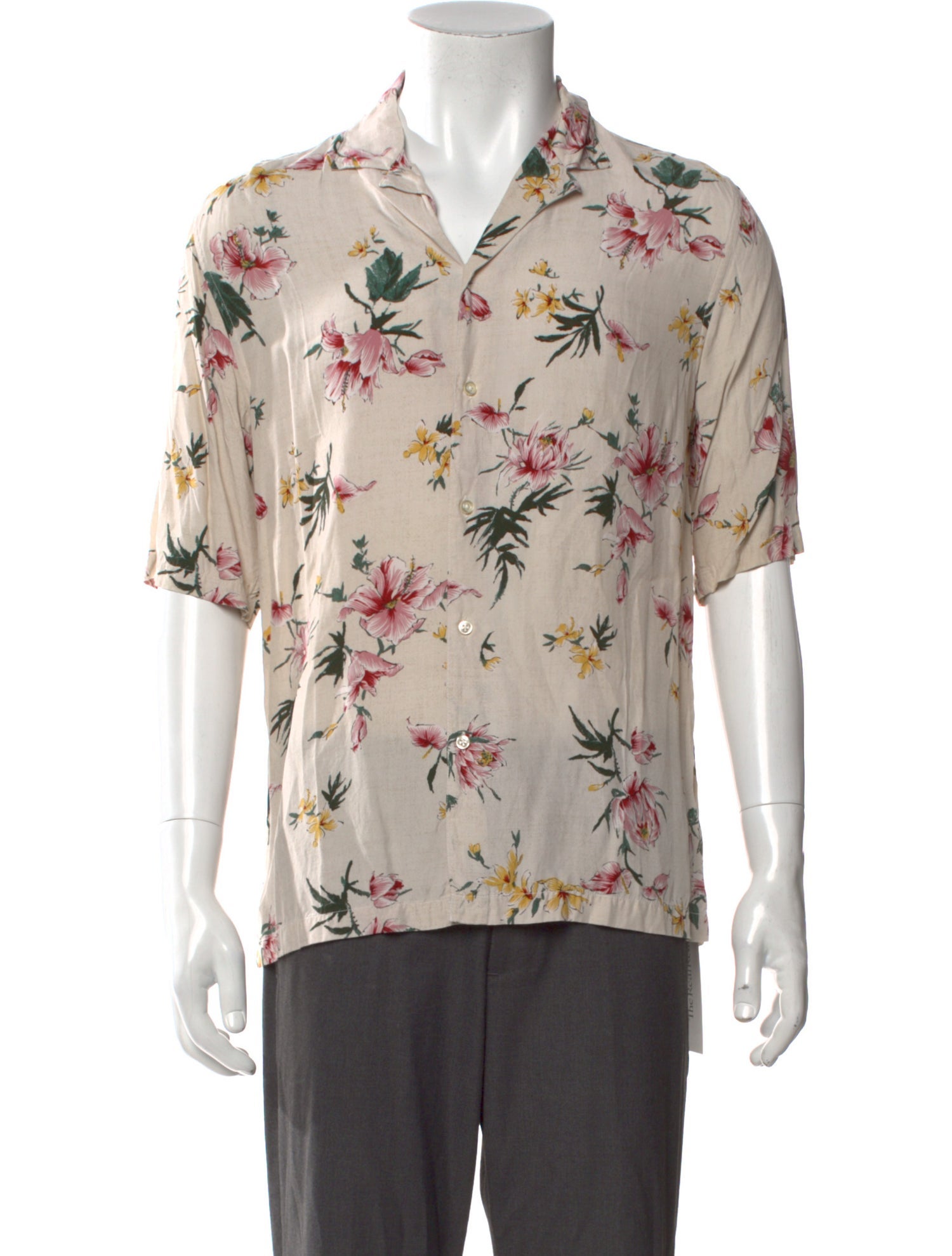 Officine Generale Floral Print Short Sleeve Shirt