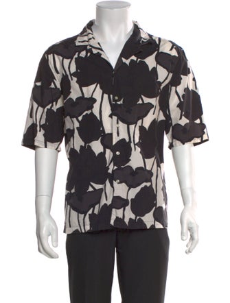 Officine Generale Floral Print Short Sleeve Shirt
