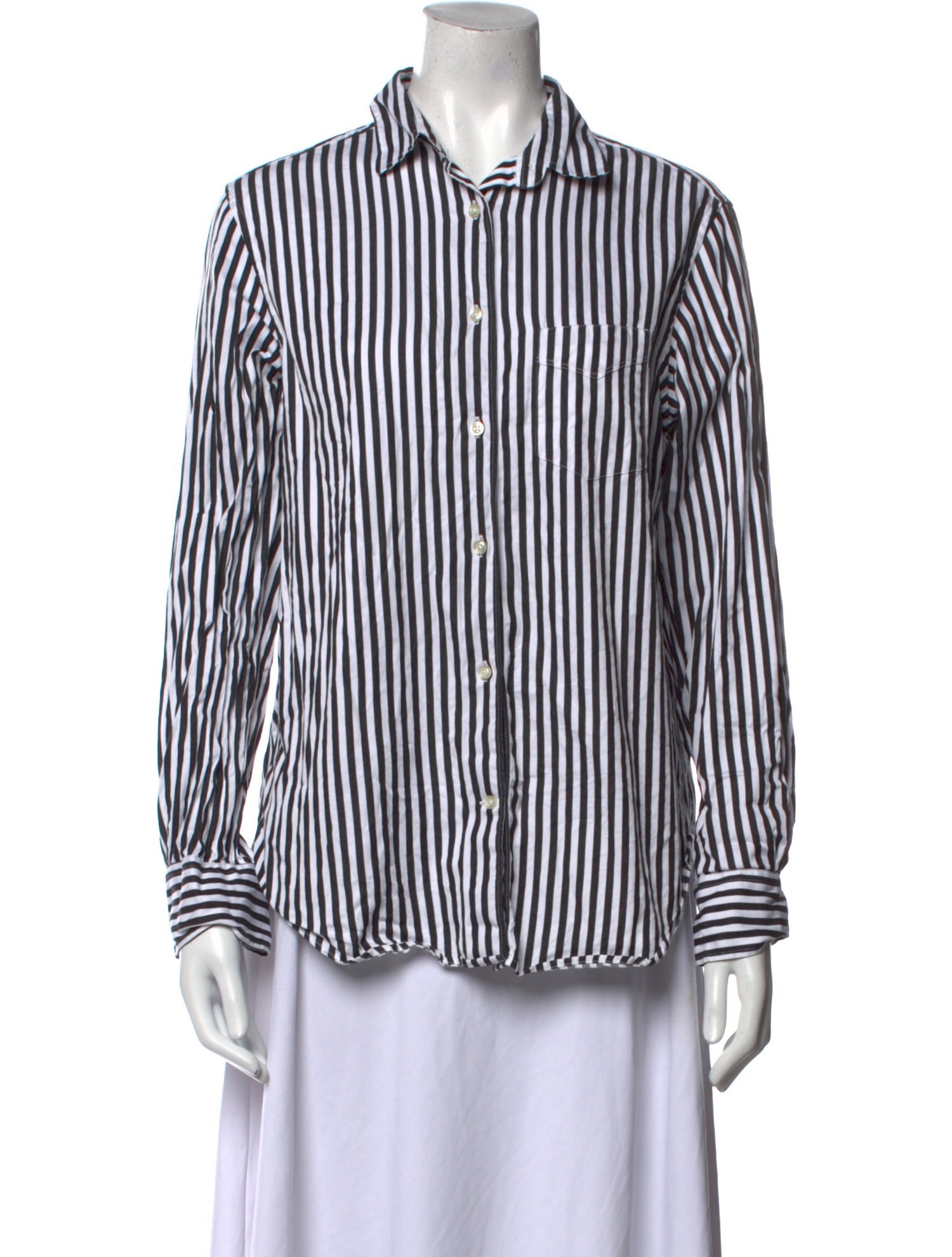 Officine Generale Striped Long Sleeve Button-Up Top