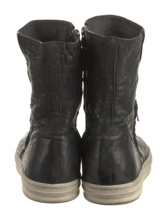 Officine Generale Leather Striped Lace-Up Boots