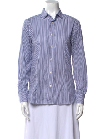 Officine Generale Striped Long Sleeve Button-Up Top