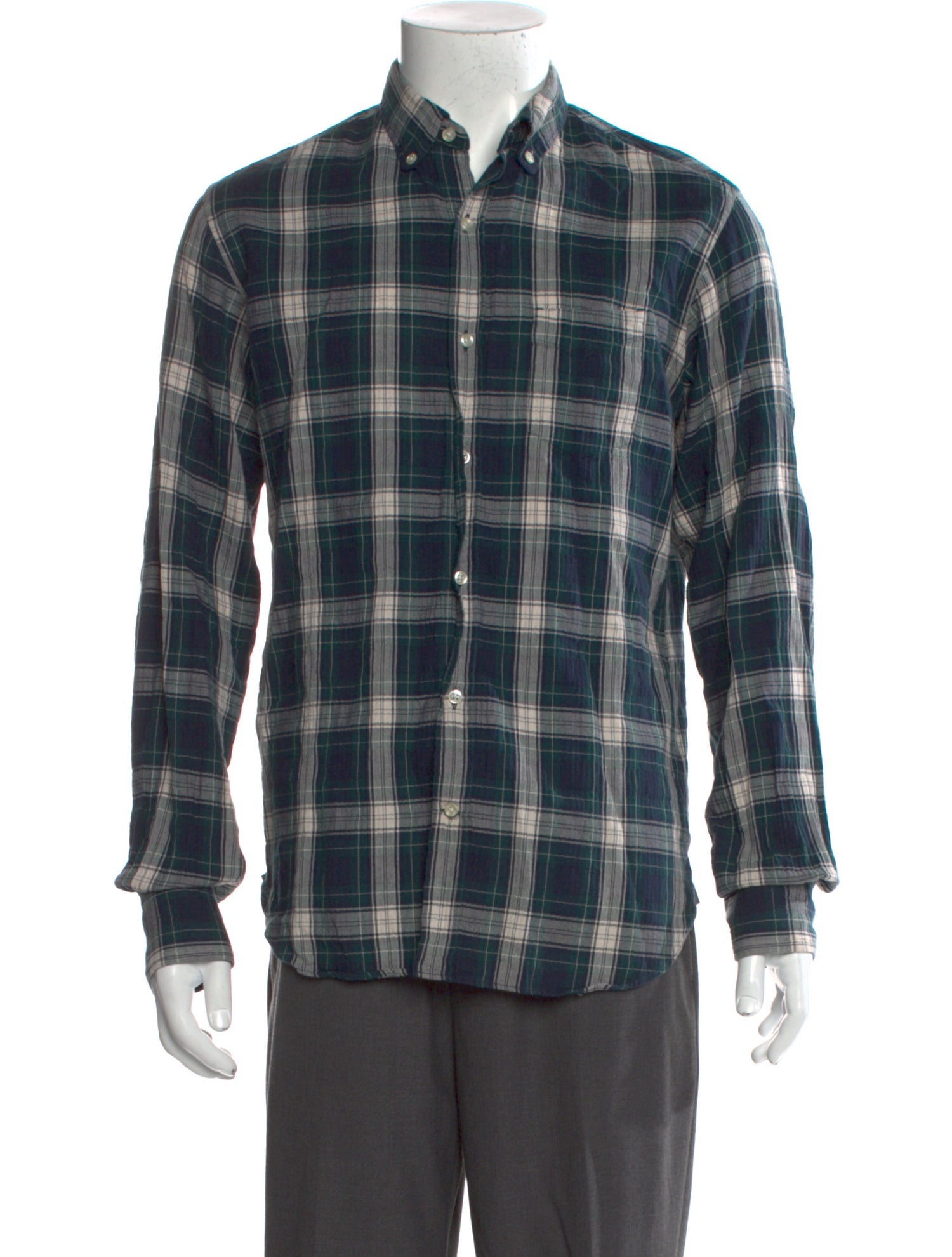 Officine Generale Plaid Print Long Sleeve Shirt