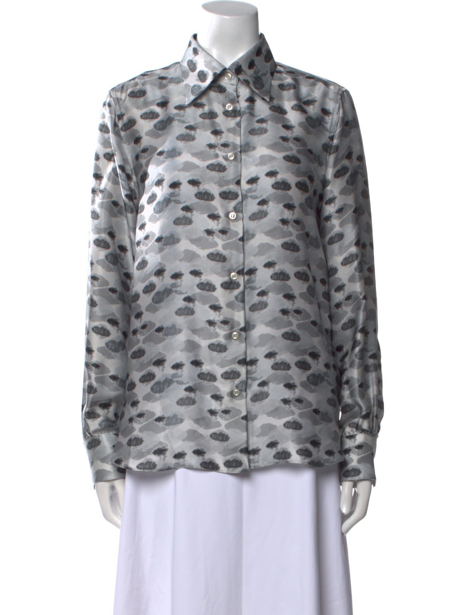 Officine Generale Silk Printed Button-Up Top