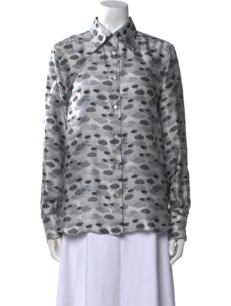 Officine Generale Silk Printed Button-Up Top
