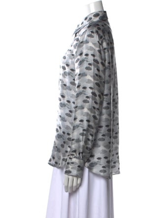 Officine Generale Silk Printed Button-Up Top