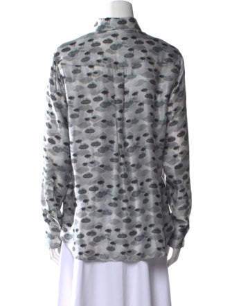 Officine Generale Silk Printed Button-Up Top