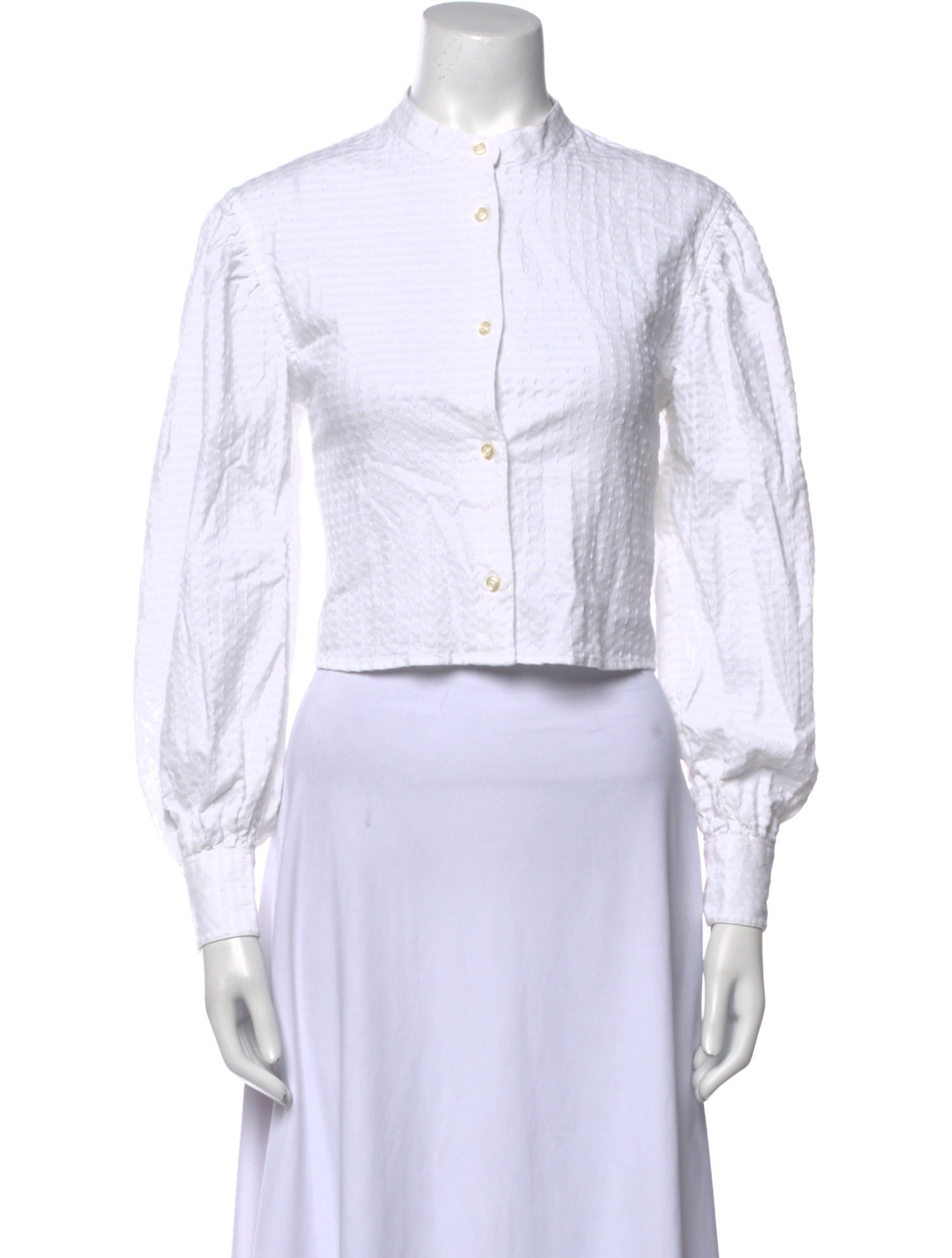 Officine Generale Mock Neck Long Sleeve Crop Top