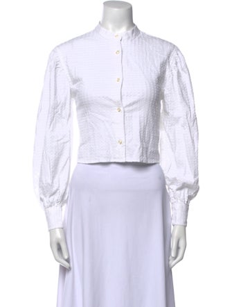 Officine Generale Mock Neck Long Sleeve Crop Top