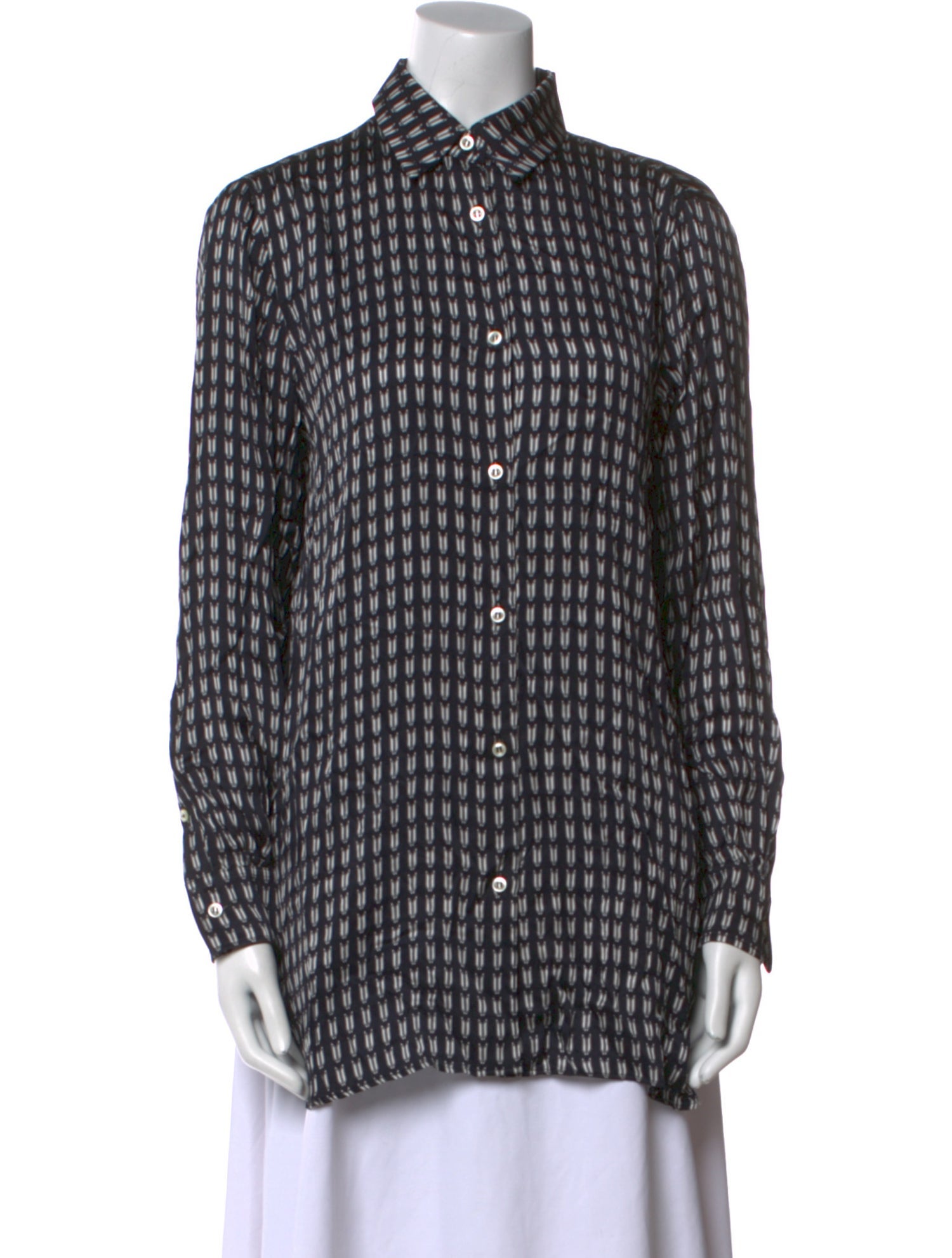 Officine Generale Printed Long Sleeve Button-Up Top w/ Tags
