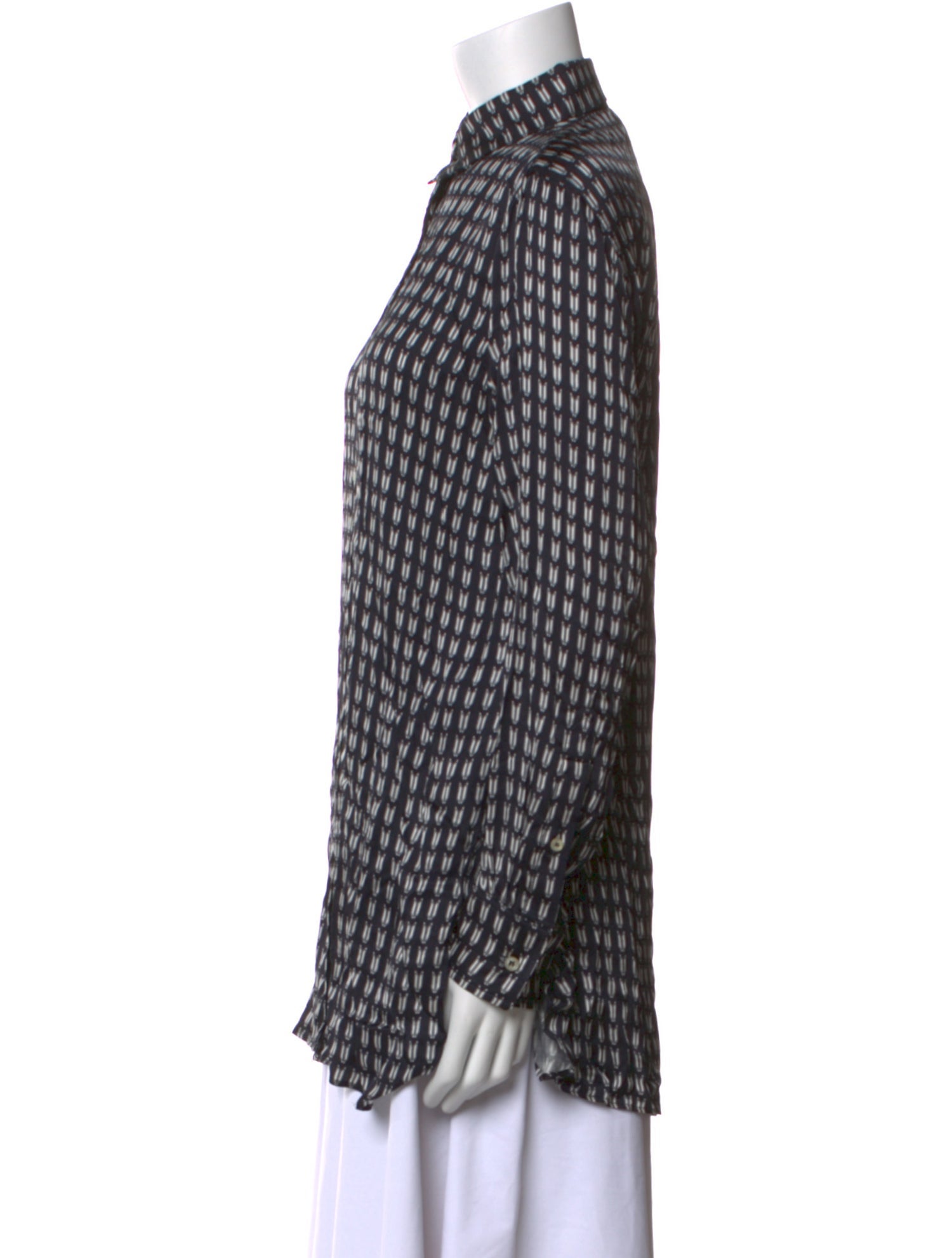 Officine Generale Printed Long Sleeve Button-Up Top w/ Tags