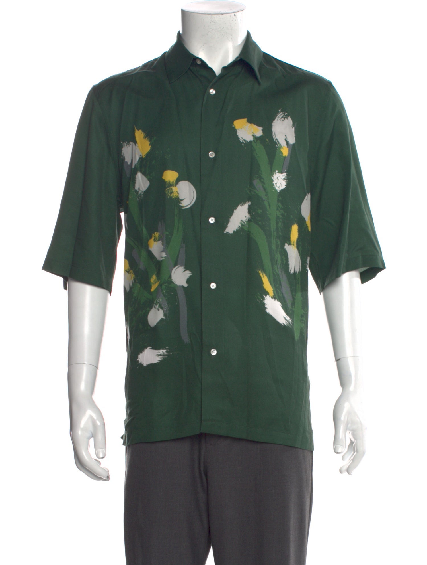Officine Generale Floral Print Short Sleeve Shirt