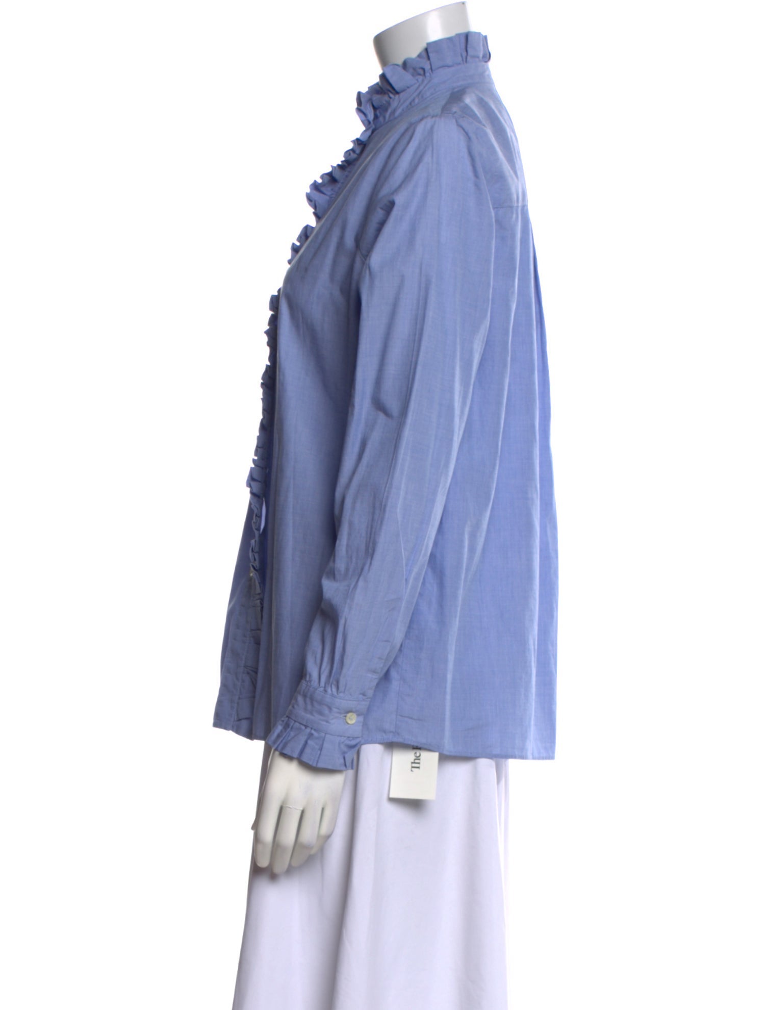 Officine Generale Mock Neck Long Sleeve Button-Up Top