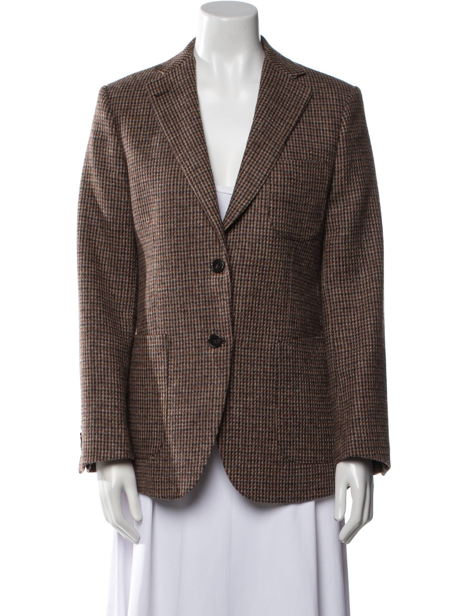 Officine Generale Wool Plaid Print Blazer