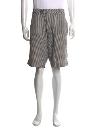 Officine Generale Striped Flat Front Shorts