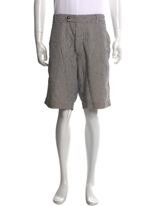 Officine Generale Striped Flat Front Shorts