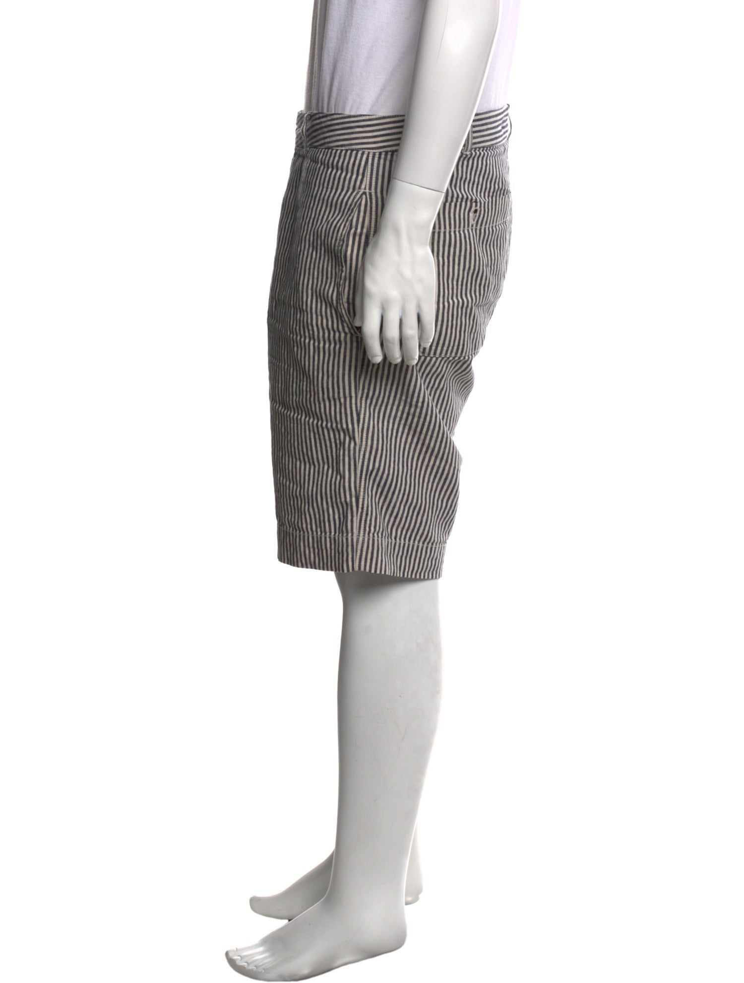 Officine Generale Striped Flat Front Shorts