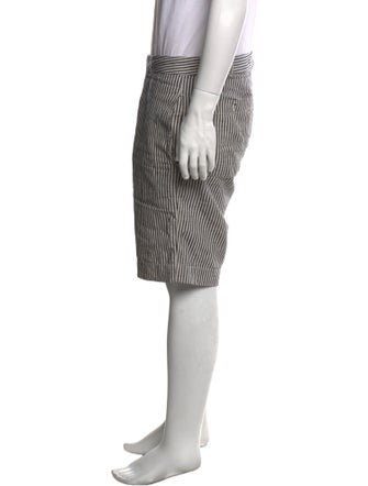 Officine Generale Striped Flat Front Shorts
