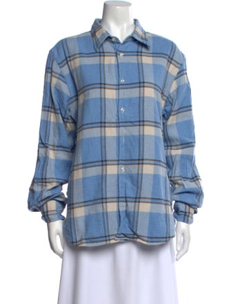 Officine Generale Plaid Print Long Sleeve Button-Up Top