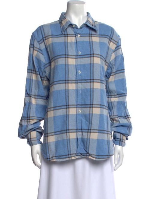 Officine Generale Plaid Print Long Sleeve Button-Up Top