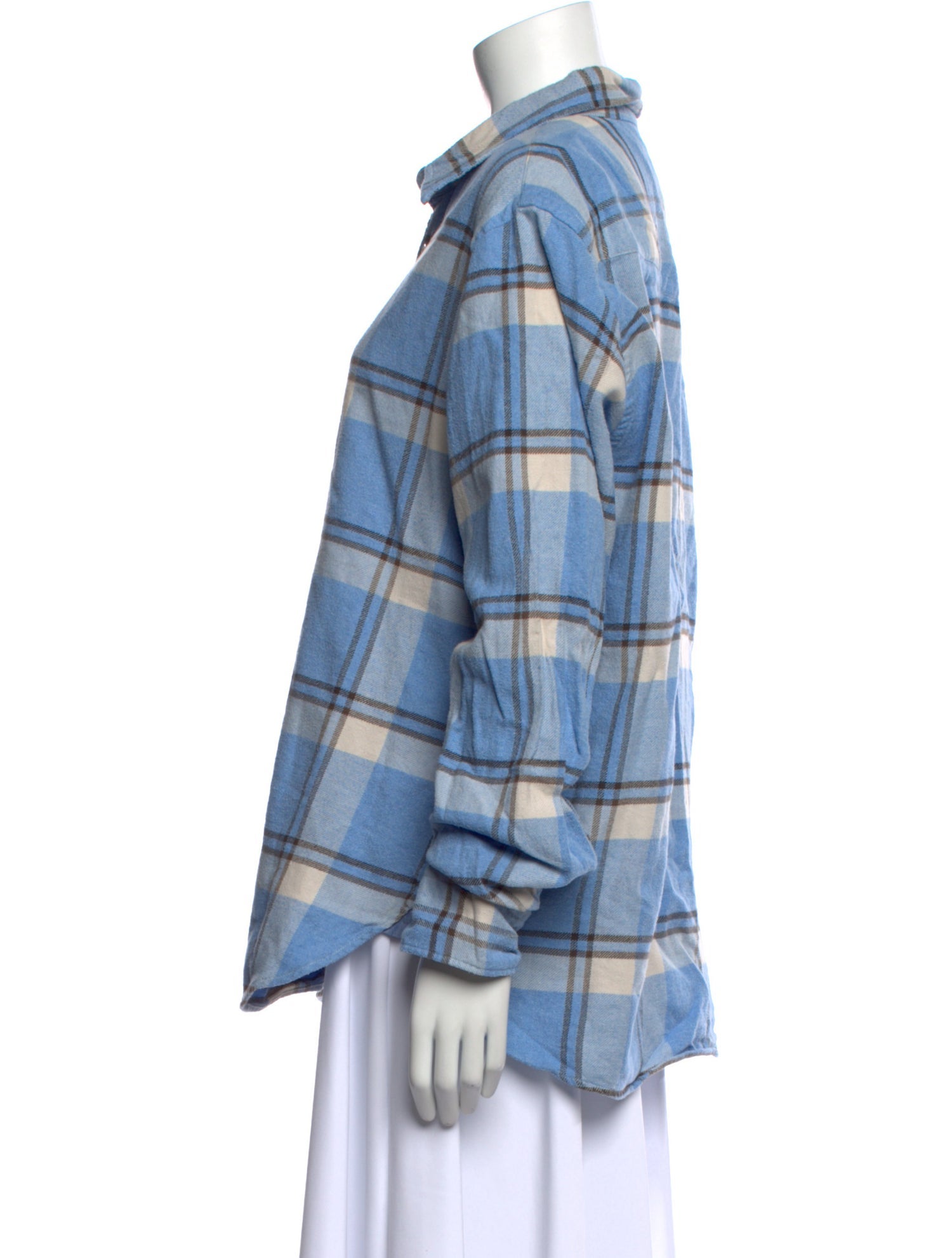 Officine Generale Plaid Print Long Sleeve Button-Up Top