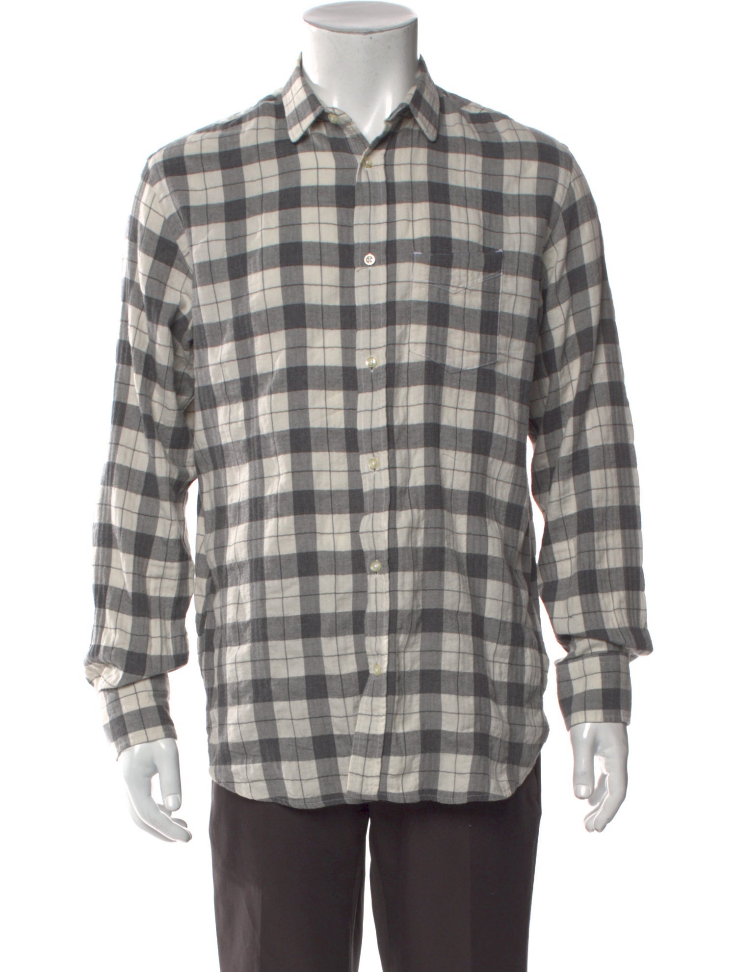 Officine Generale Plaid Print Long Sleeve Shirt
