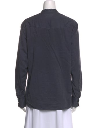 Officine Generale Mock Neck Long Sleeve Button-Up Top