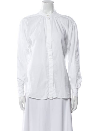 Officine Generale Mock Neck Long Sleeve Button-Up Top