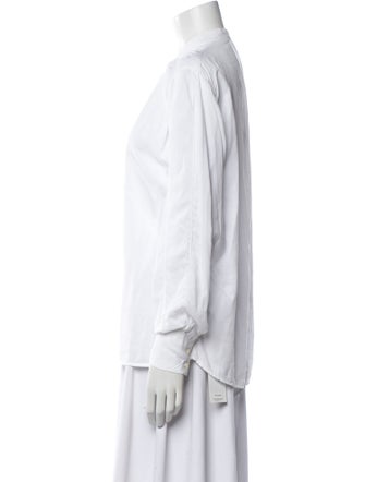 Officine Generale Mock Neck Long Sleeve Button-Up Top