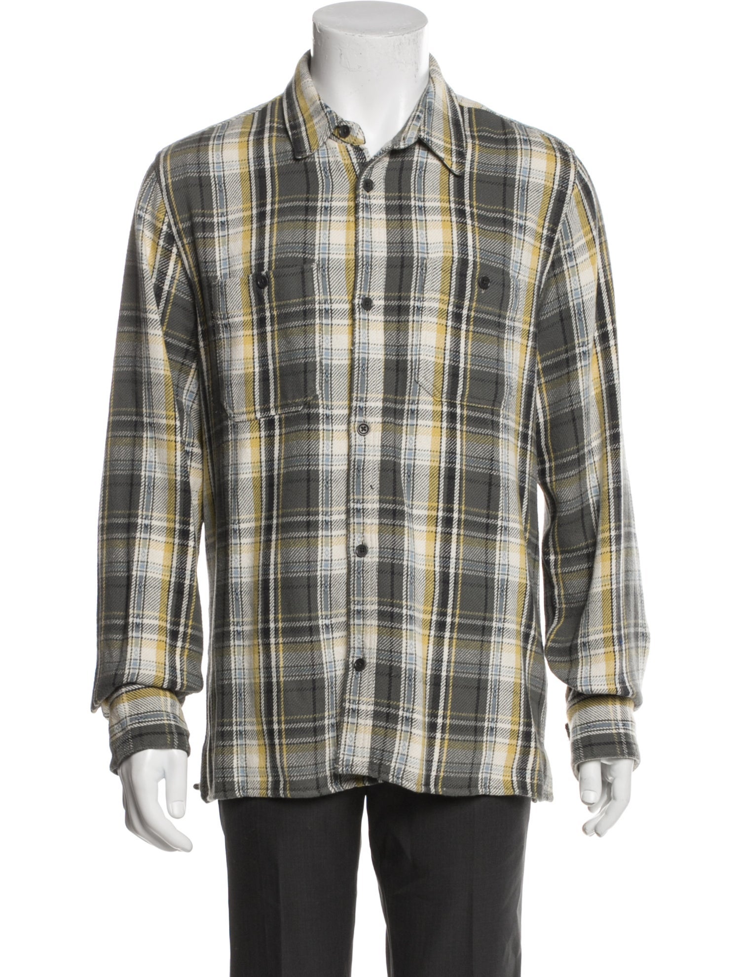 Officine Generale Plaid Print Long Sleeve Shirt