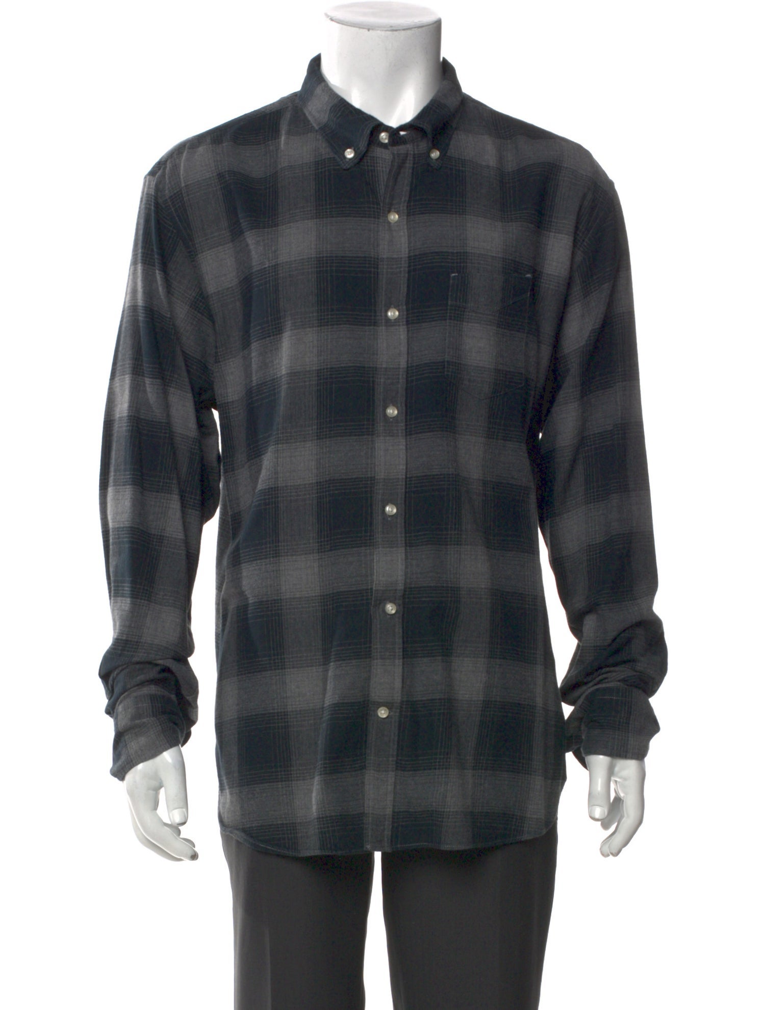 Officine Generale Plaid Print Long Sleeve Shirt