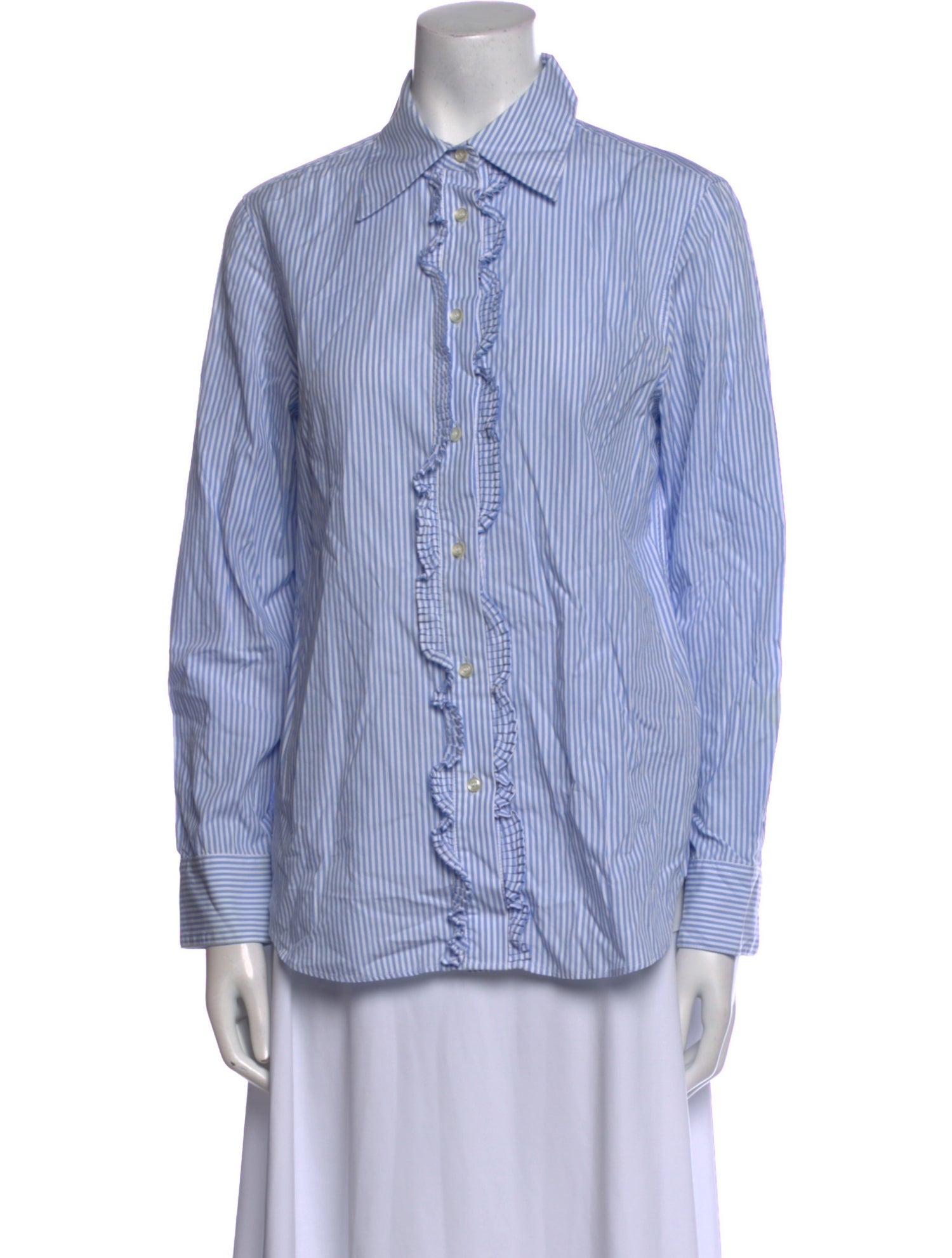 Officine Generale Striped Long Sleeve Button-Up Top