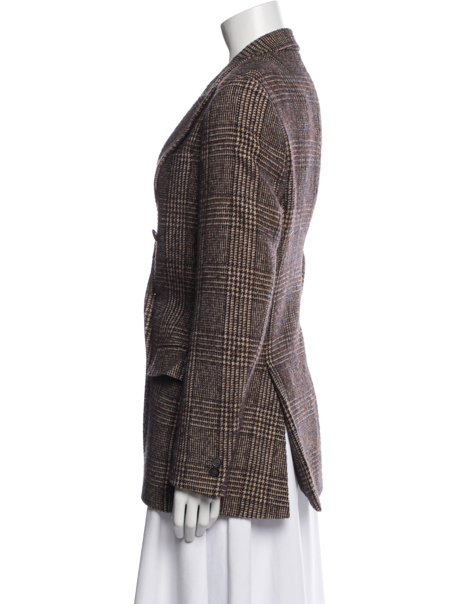 Officine Generale Virgin Wool Plaid Print Blazer