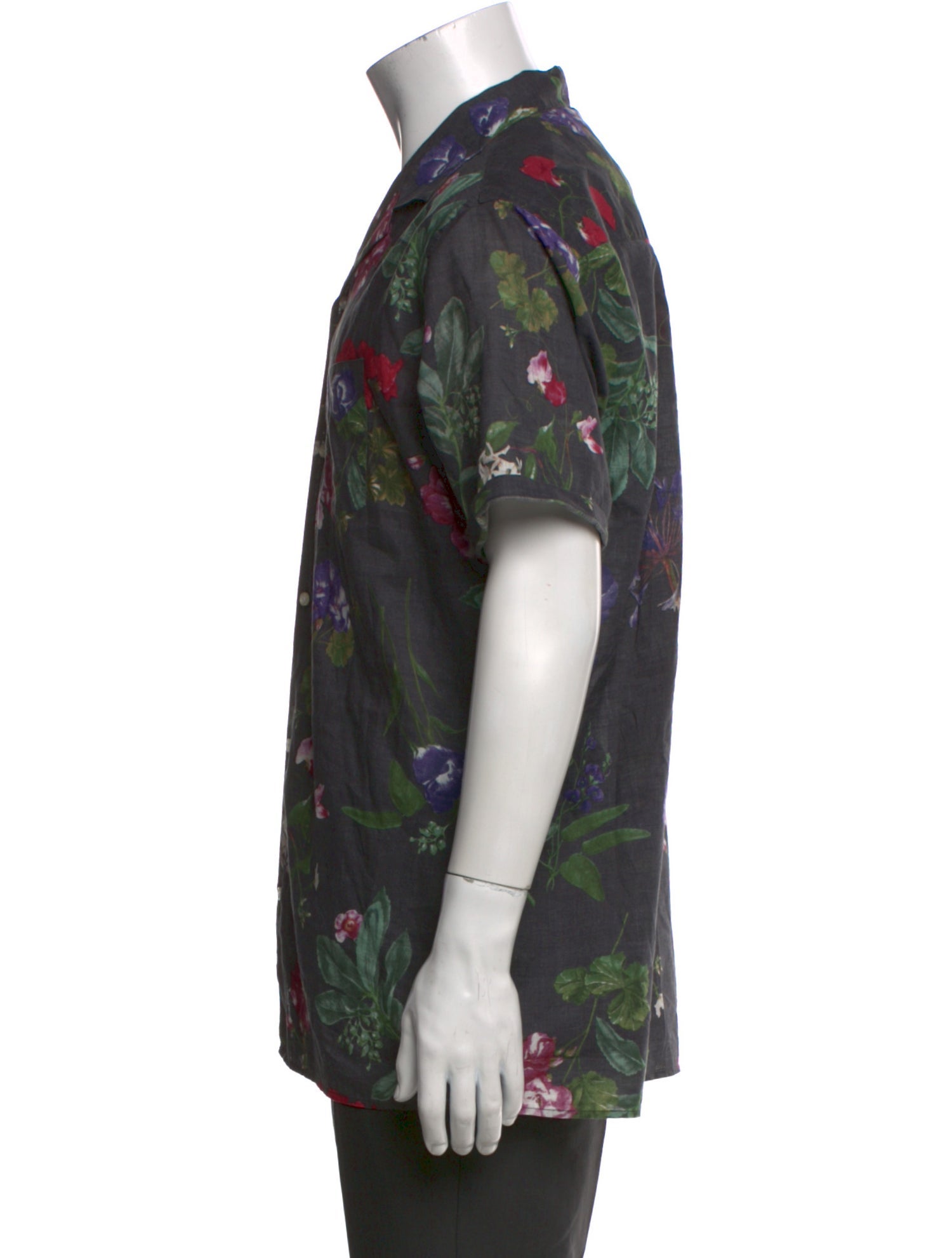 Officine Generale Floral Print Short Sleeve Shirt