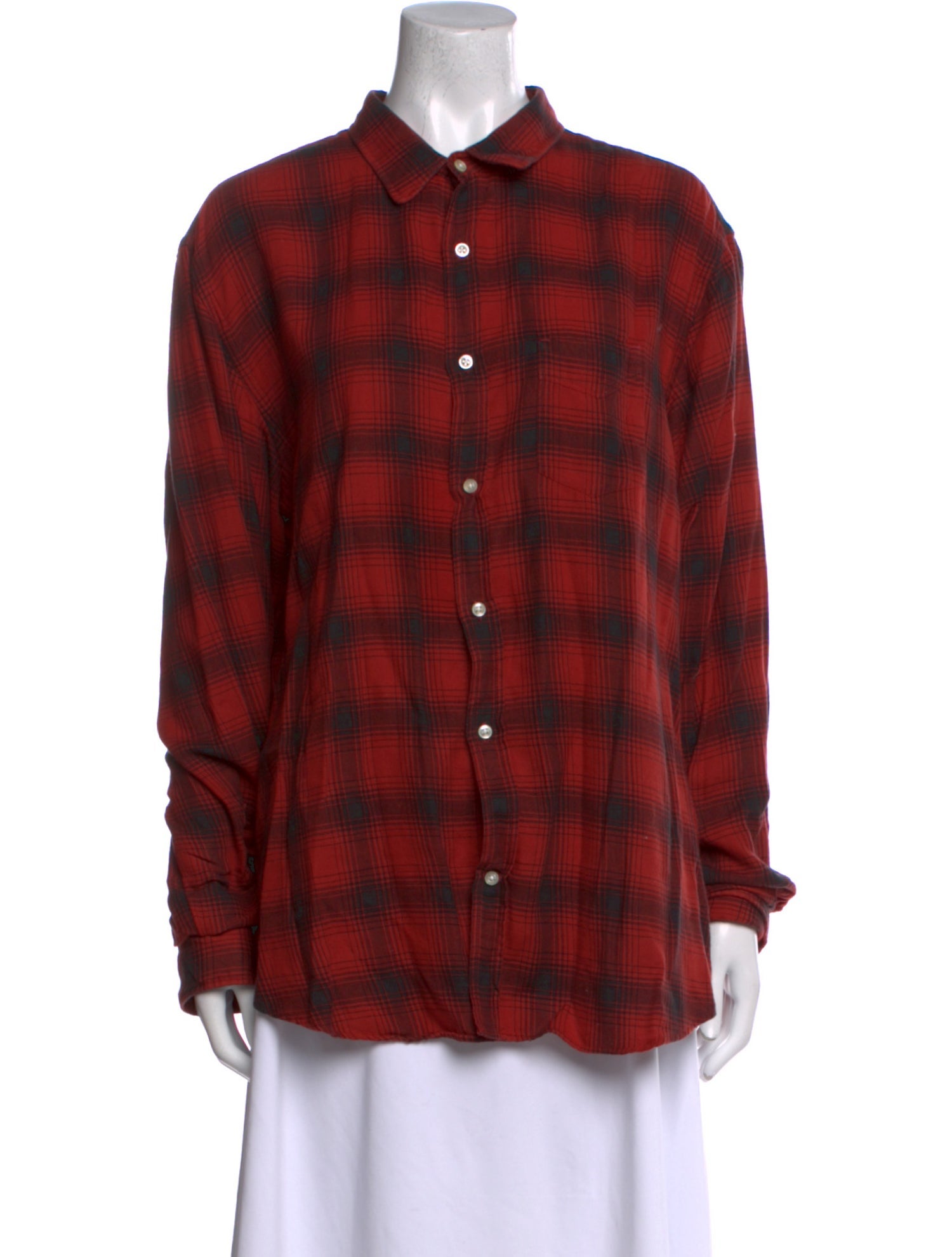 Officine Generale Plaid Print Long Sleeve Button-Up Top