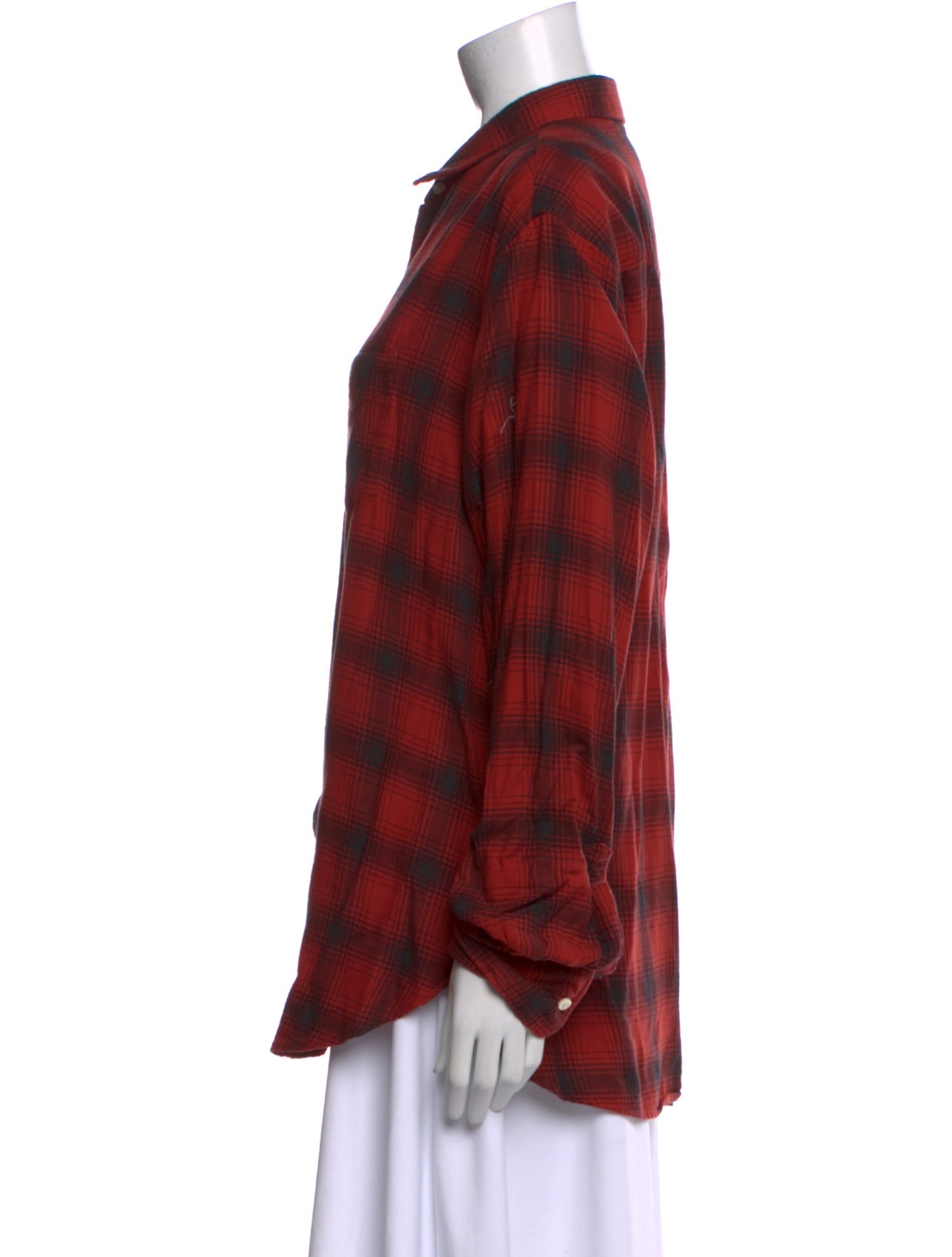 Officine Generale Plaid Print Long Sleeve Button-Up Top