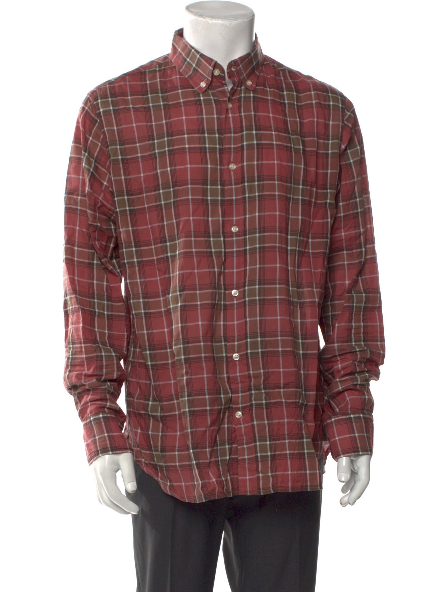 Officine Generale Plaid Print Long Sleeve Shirt