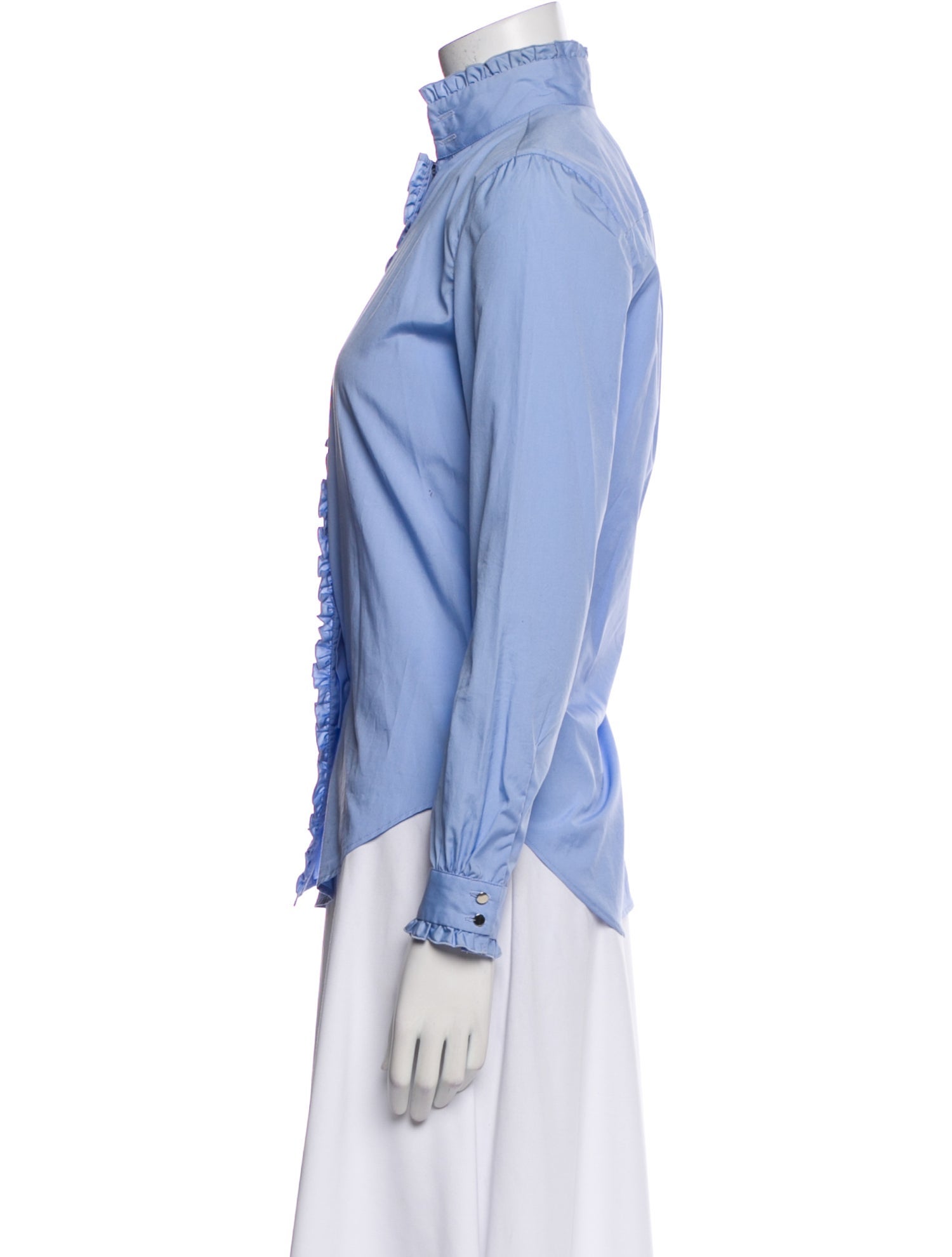 Officine Generale Mock Neck Long Sleeve Button-Up Top